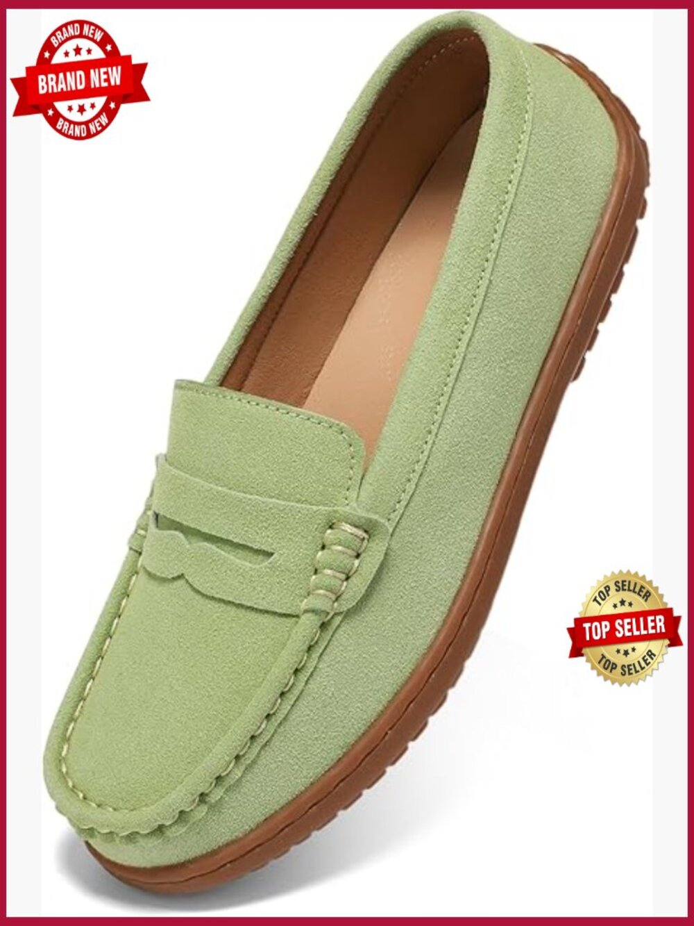 Women's Suede Penny Loafers Slip-On Driving Mocc Comfort Work Shoes